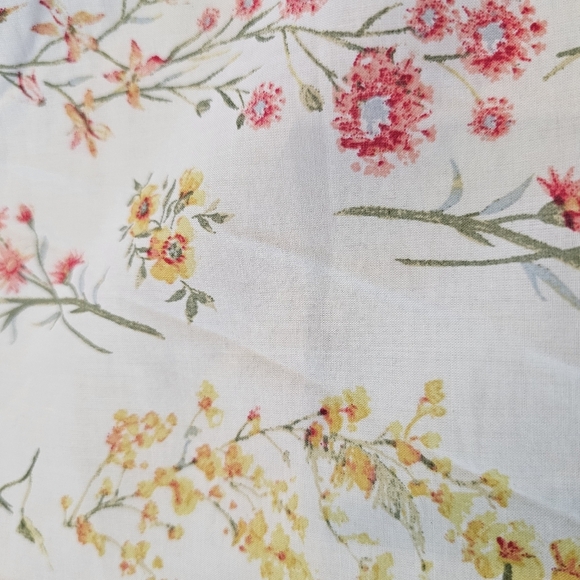 MINK Ivory Floral Puff Sleeve Cotton Blouse Lace Trim Women’s Medium - Picture 2 of 11